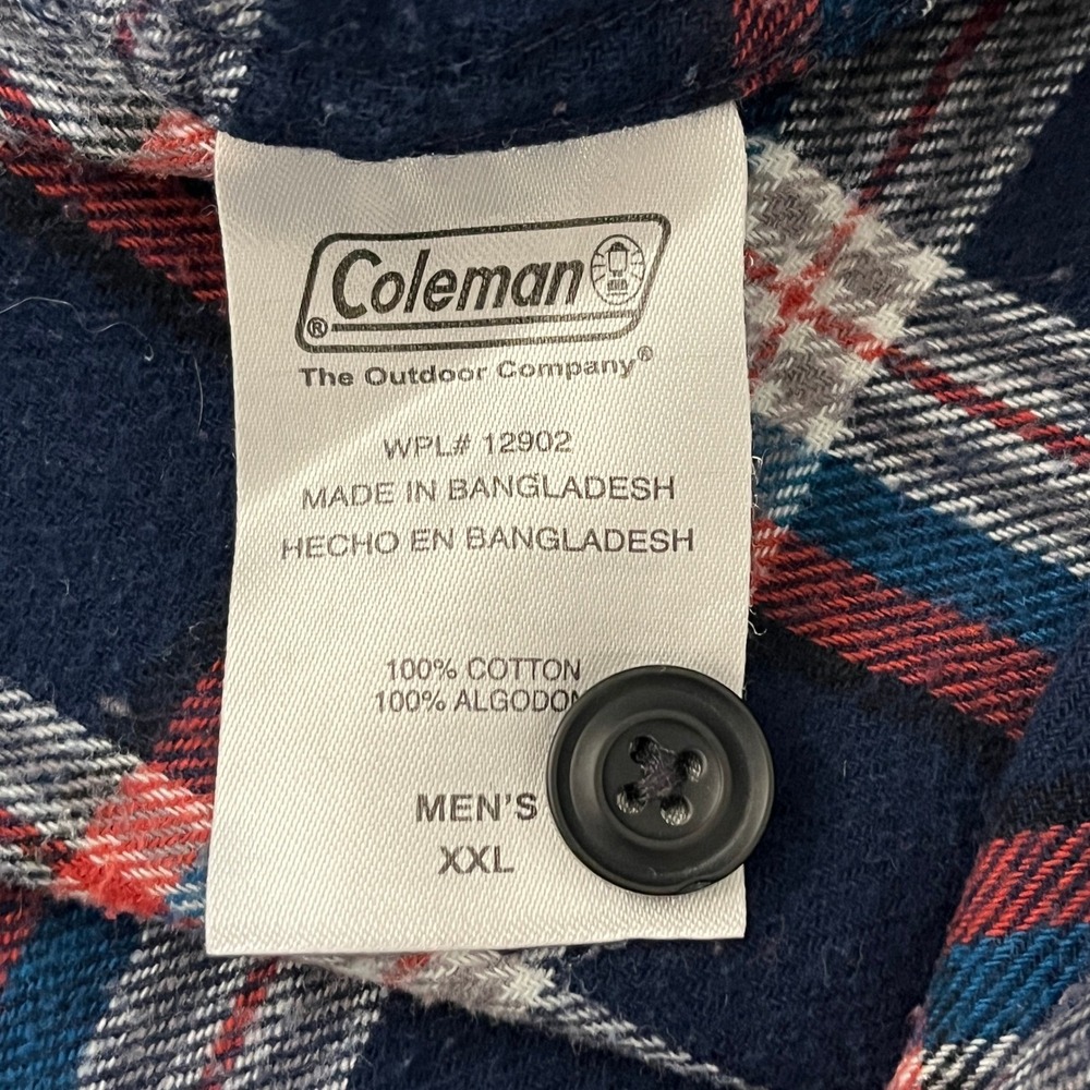 Coleman Men's Sz XXL Flannel Button Up Shirt Plaid‎ Outdoor Camping Workwear - Picture 8 of 9